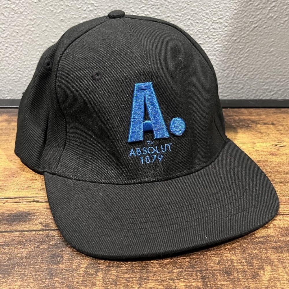 Absolut Vodka 1879 SnapBack Hat Cap Mens Black Adjustable Casual Advertising